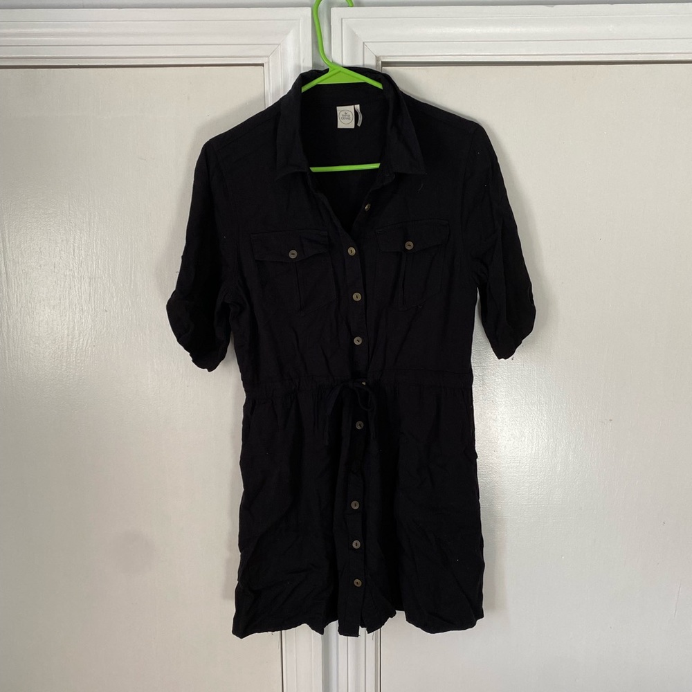 Black Button Front Dress